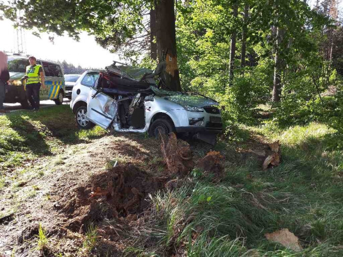 Při nárazu osobního auta do stromu na Pardubicku zemřeli dva lidé