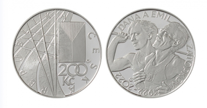 ČNB vydává pamětní stříbrnou minci ke 100. výročí narození Dany a Emila Zátopkových