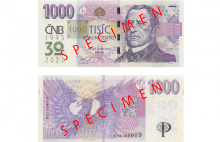 Česká národní banka vydá výroční bankovku 1 000 Kč s přítiskem kolku