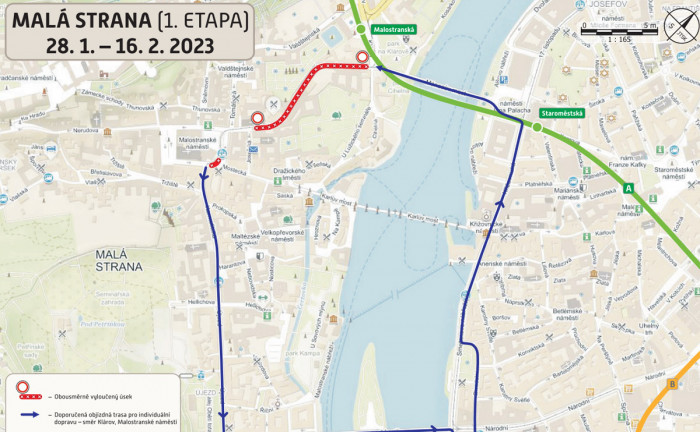 O víkendu začne dvouměsíční oprava tramvajové tratě na Malé Straně v úseku Újezd-Malostranská