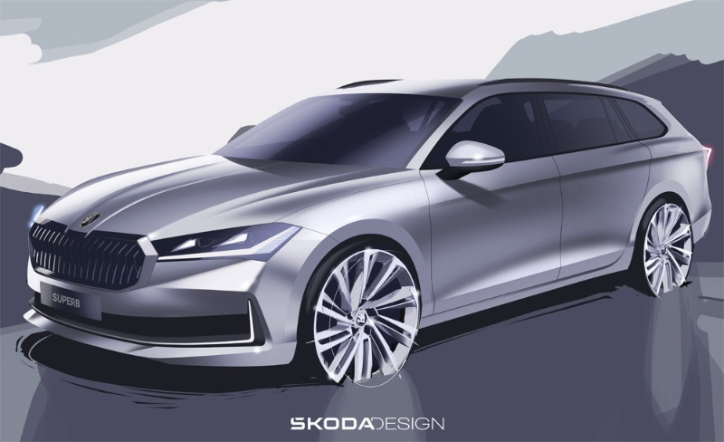 Škoda Auto zveřejňuje skici exteriéru čtvrté generace modelu Superb