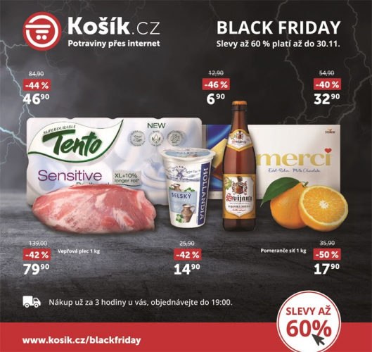 Black Friday mezi potravinami. Košík.cz nabízí průměrné slevy 40%