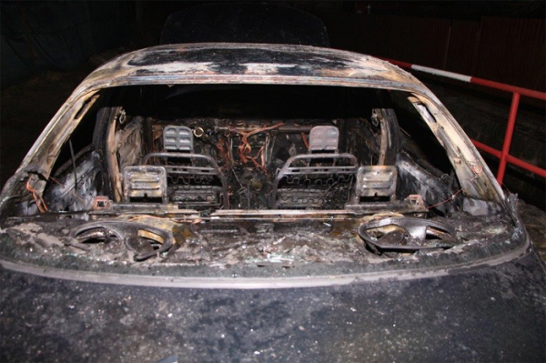 Požár osobního auta v Šluknově