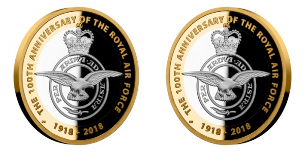 Sada zlatých a stříbrných mincí  oslaví stoleté výročí vzniku RAF