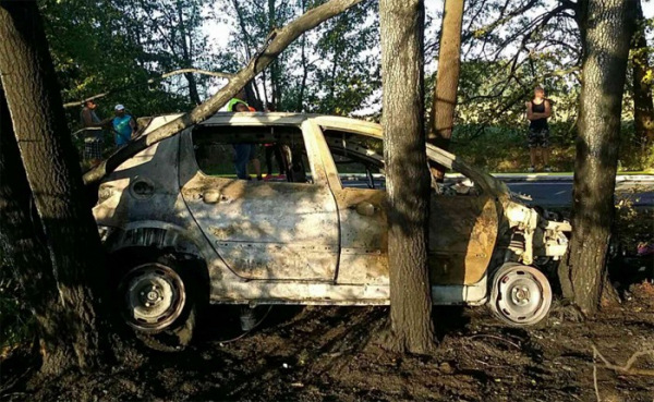Dopravní nehoda s požárem osobního vozidla Jívová