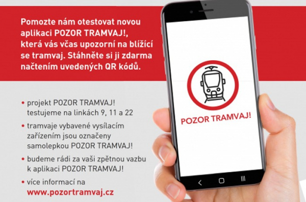 Dopravní podnik hl. m. Prahy testuje novou bezpečnostní aplikaci Pozor tramvaj!