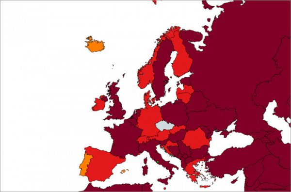Belgie a Nizozemsko se do pondělí přesunou do tmavě červené kategorie zemí podle míry riziky nákazy
