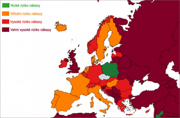 Cestovatelský semafor: Slovensko se od pondělí přesune do červené kategorii podle míry rizika nákazy