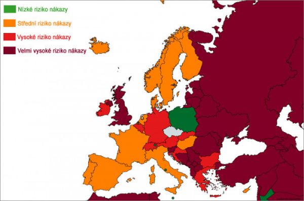 Lotyšsko a Rumunsko budou od pondělí v tmavě červené kategorii podle míry rizika nákazy koronavirem