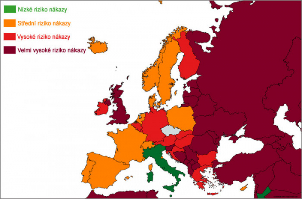 Finsko, Lucembursko a Maďarsko budou od pondělí nově v červené kategorii podle míry rizika nákazy