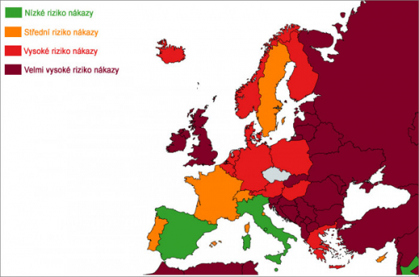 Cestovatelský semafor: Bulharsko, Chorvatsko, Irsko a Slovensko budou od pondělí v tmavě červené kategorii