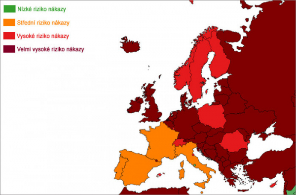 Německo, Dánsko budou od pondělí v tmavě červené kategorii rizikových zemí