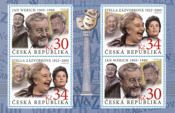 Česká pošta uvede do prodeje známkový komplet připomínající herecké ikony